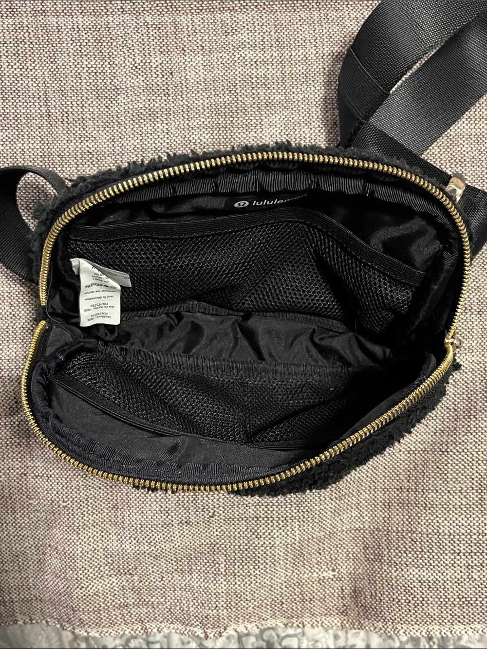 lululemon Black Sherpa Fur Crossbody Bag with Gold Hardware - Picture 5 of 8
